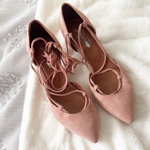Free People Shoes - Jeffery Campbell X Free People Blush Pink suede pointed toe strappy heels sz 10